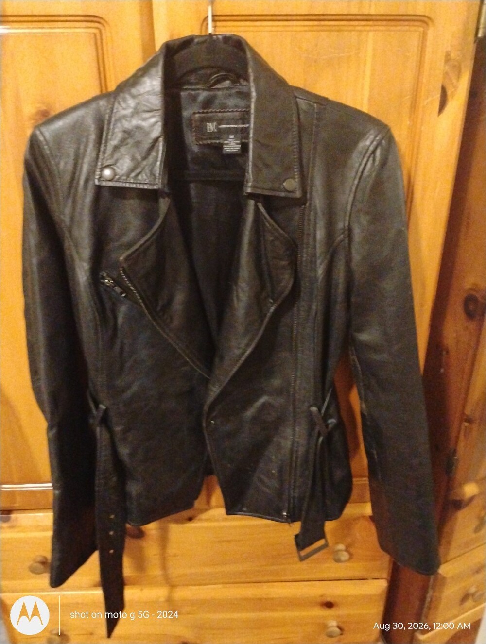 INC International Concepts Black Leather Moto Jacket